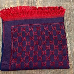 Gucci Red and Blue jacquard scarf-